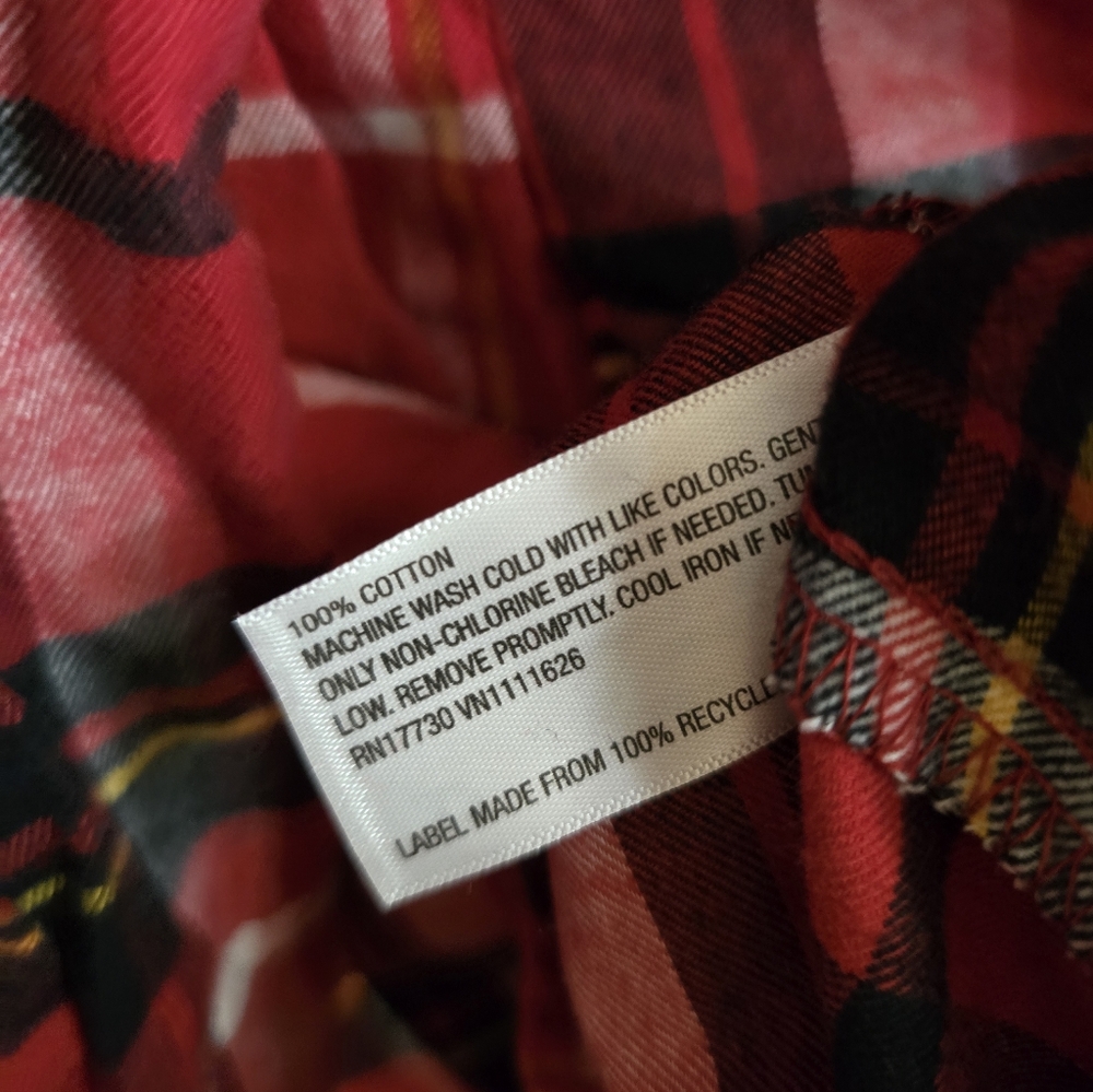 Isabel Maternity Women's Maternity Plaid Flannel Popover Tunin Top, Red - SMALL - Picture 7 of 8